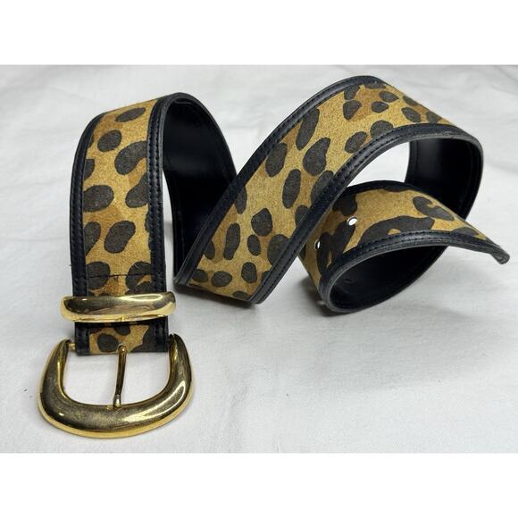 Avignon Leather Cheetah Animal Print Goldtone Buckle Size Medium - Picture 1 of 6
